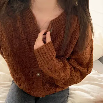 5 barv 2020 jeseni outwear korejskem slogu soild barve twist moher knittd brezrokavniki ženska puloverji ženska (X1586