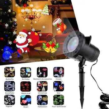 LED Glasovni Nadzor Stopnji Svetlobe, Polno Snežinke Projektor Svetlobe z 12 Stranmi za Zunanjo Božič Poroko Krajine Travnik
