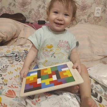 Lesene Igrače 3d Puzzle Pisane Tangram Math Igra Tetris Otrok predšolske Magination Intelektualne Izobraževalne Igrače Za Otroke