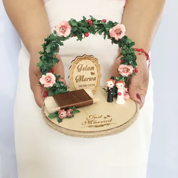 Custom engagement poroko predlog, poroka nosilec obroči polje imetnik Priročnik za kmečko cvet slog obroč blazino