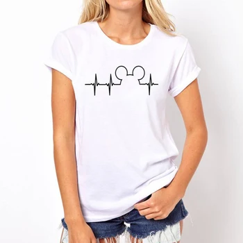 Majica Plus Velikost TShirt Ženske Poletne Majice, Vrhovi Grafični Tees Ženske Miško srčni Utrip Kawaii T-shirt XS-3XL