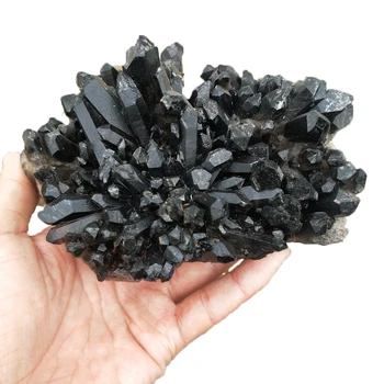 Lepa Črna QUARTZ Crystal Grozdov Vzorec Naravnih Mineralov Kremena Kamen Zdravljenja Vzorec