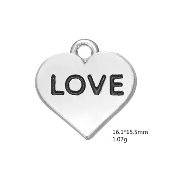Moj obliko 30pcs Romantična Ljubezen V Srcu, ki je vgravirana Čare Nakit Za DIY ogrlica / zapestnica besede meaasge obeski ljubimec darila