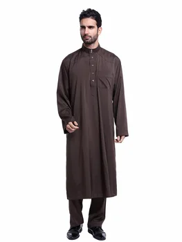 Dubaj Arabski Islam, Muslimanska Oblačila Določa Moških Jubba Thobe Trdna Kimono Dolgo Haljo 2 Delni Set Vrhovi in Hlače Savdska Musulman Obrabe določa